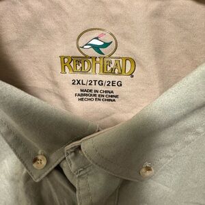 RedHead Mens Button Up Shirt 2XL Green Short Sleeve Outdoor Fishing Casual